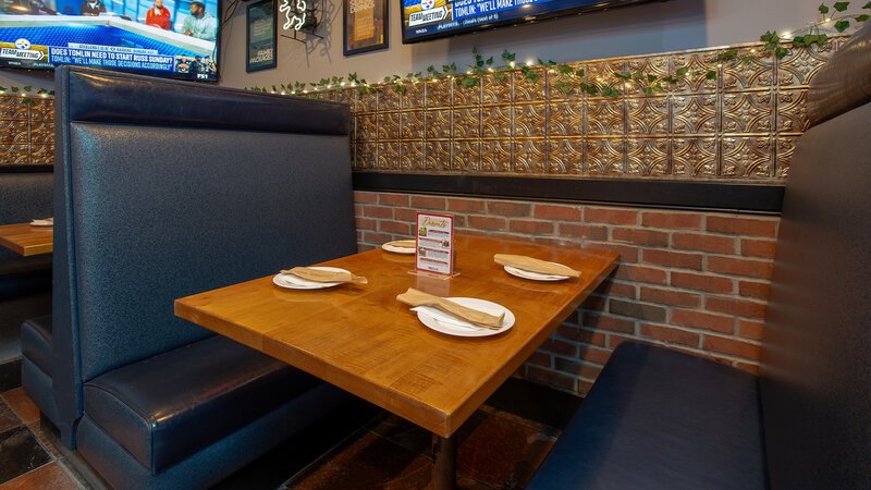 Booth seating in bar dining area